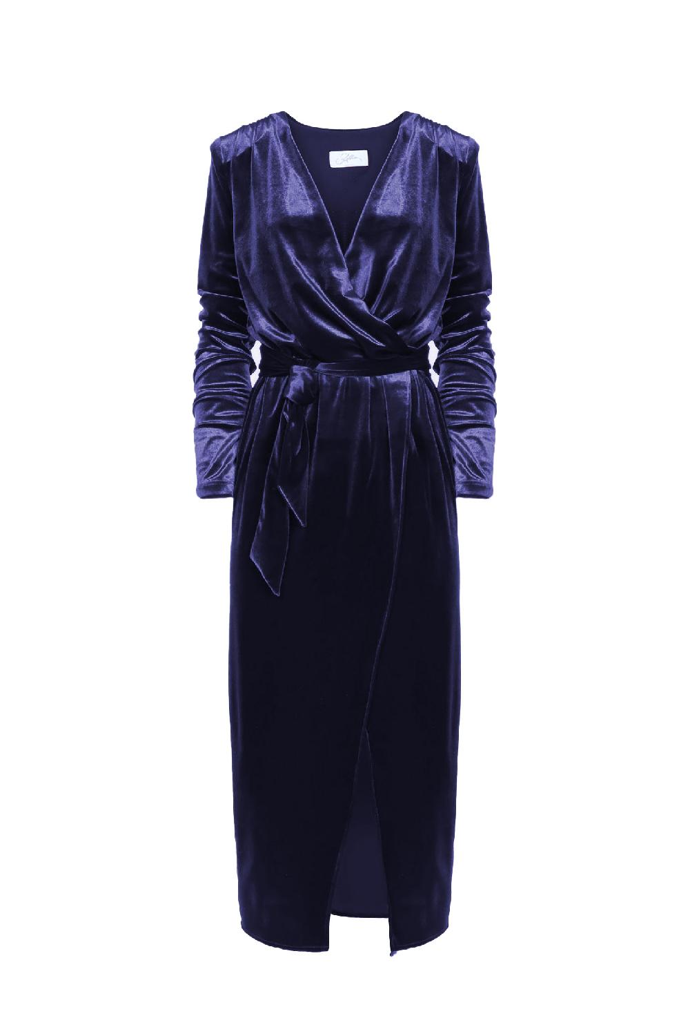Soallure ABITO MIDI CON SCOLLO A INCROCIO IN VELLUTO Offerta