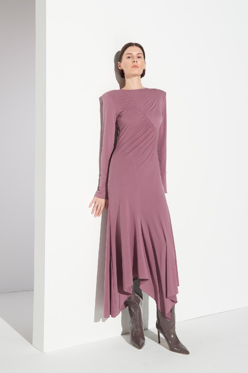 Soallure ABITO MIDI ASIMMETRICO IN JERSEY Saldi Di Fabbrica