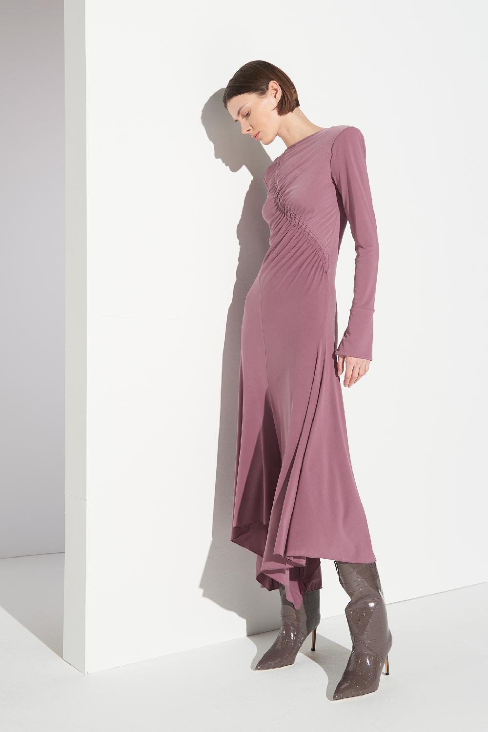 Soallure ABITO MIDI ASIMMETRICO IN JERSEY Saldi Di Fabbrica