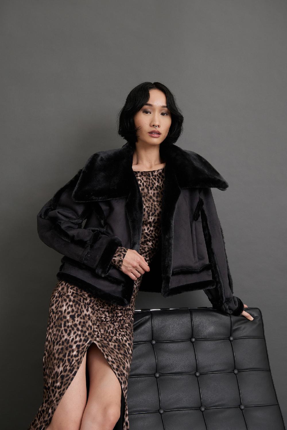 Soallure ABITO MIDI CON ARRICCIATURE FANTASIA LEOPARDATA Italy