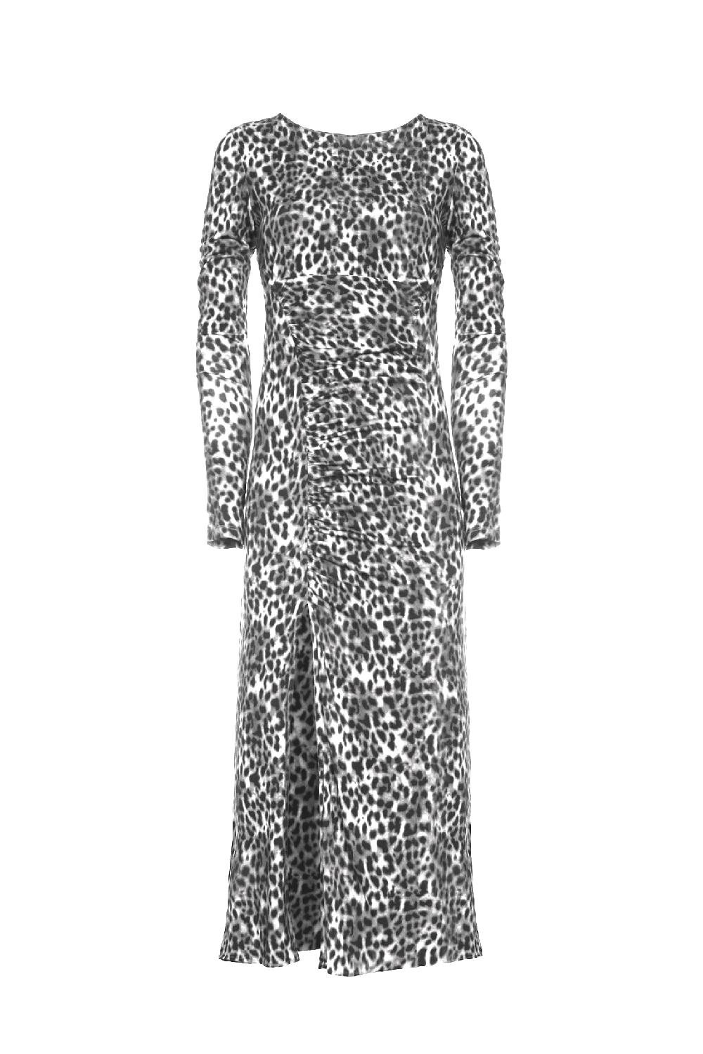 Soallure ABITO MIDI CON ARRICCIATURE FANTASIA LEOPARDATA Italy
