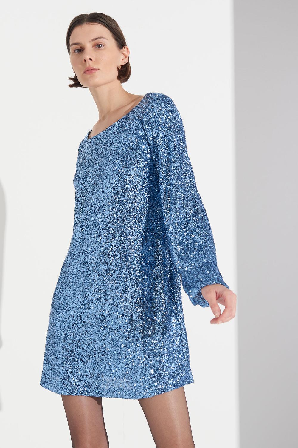 Soallure ABITO TUNICA CON SCOLLO A BARCHETTA PAILLETTES In Linea