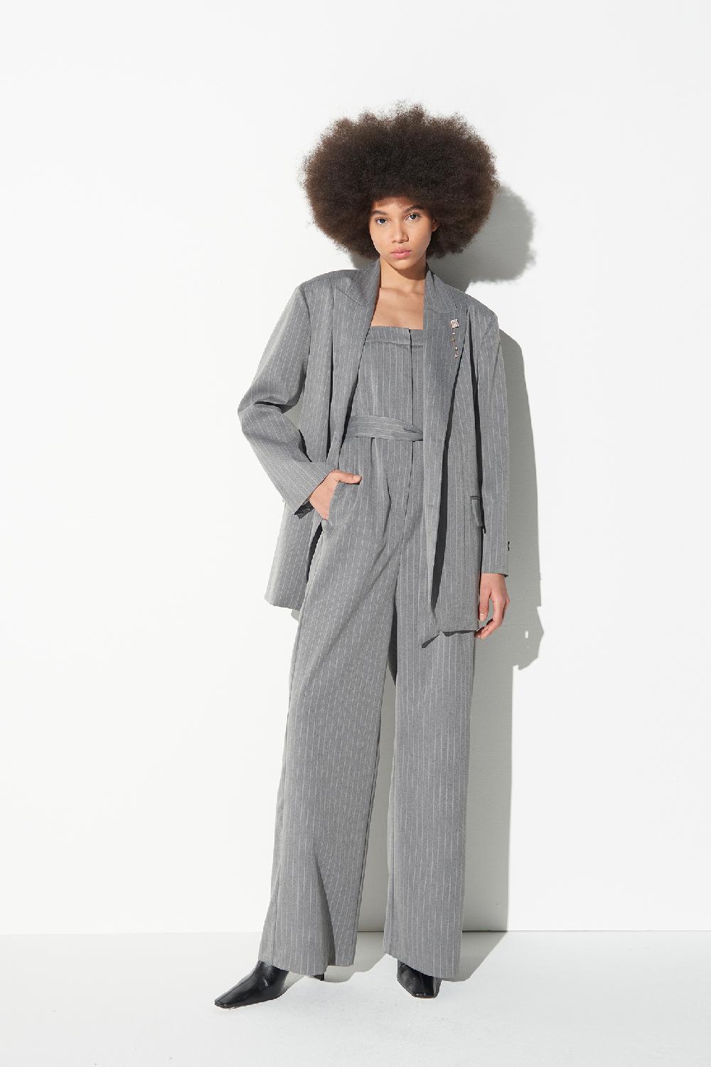 Soallure TUTA PANTALONE A PALAZZO IN FANTASIA GESSATA Nuovo