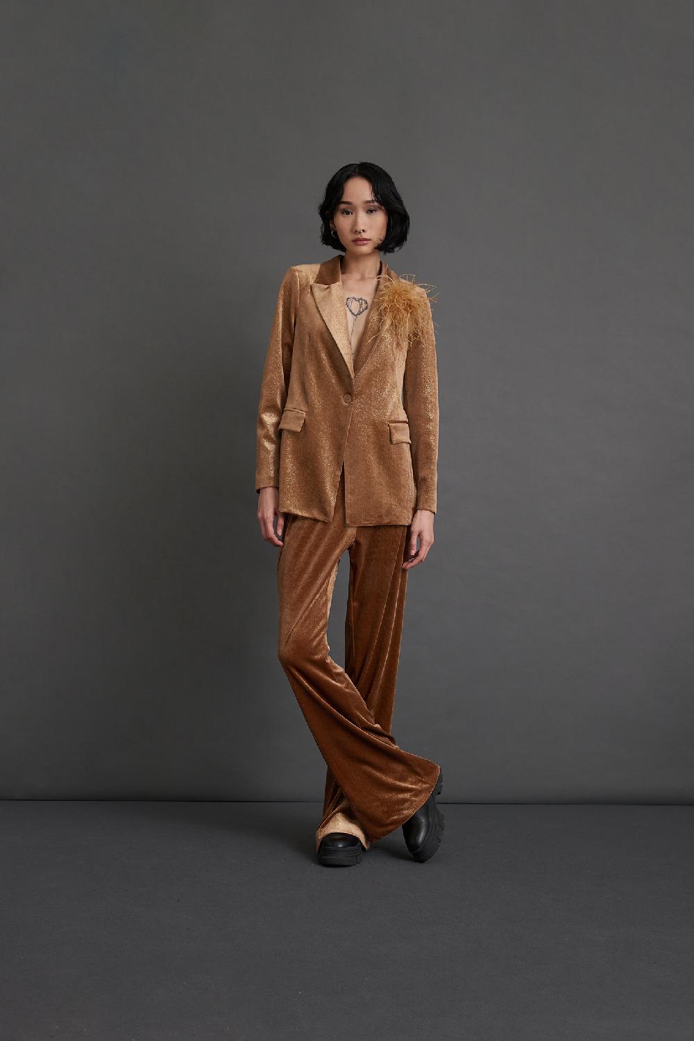 Soallure PANTALONE FLARE IN VELLUTO SPARKLE Acquista Ora