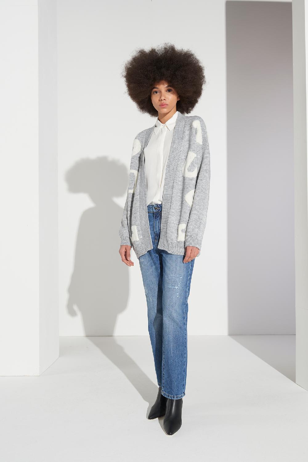 Soallure CARDIGAN LETTERING CORTO MISTO LANA Shopping Online