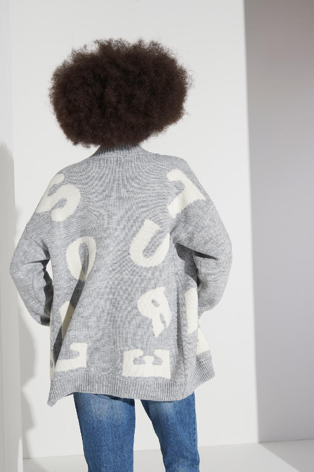 Soallure CARDIGAN LETTERING CORTO MISTO LANA Shopping Online