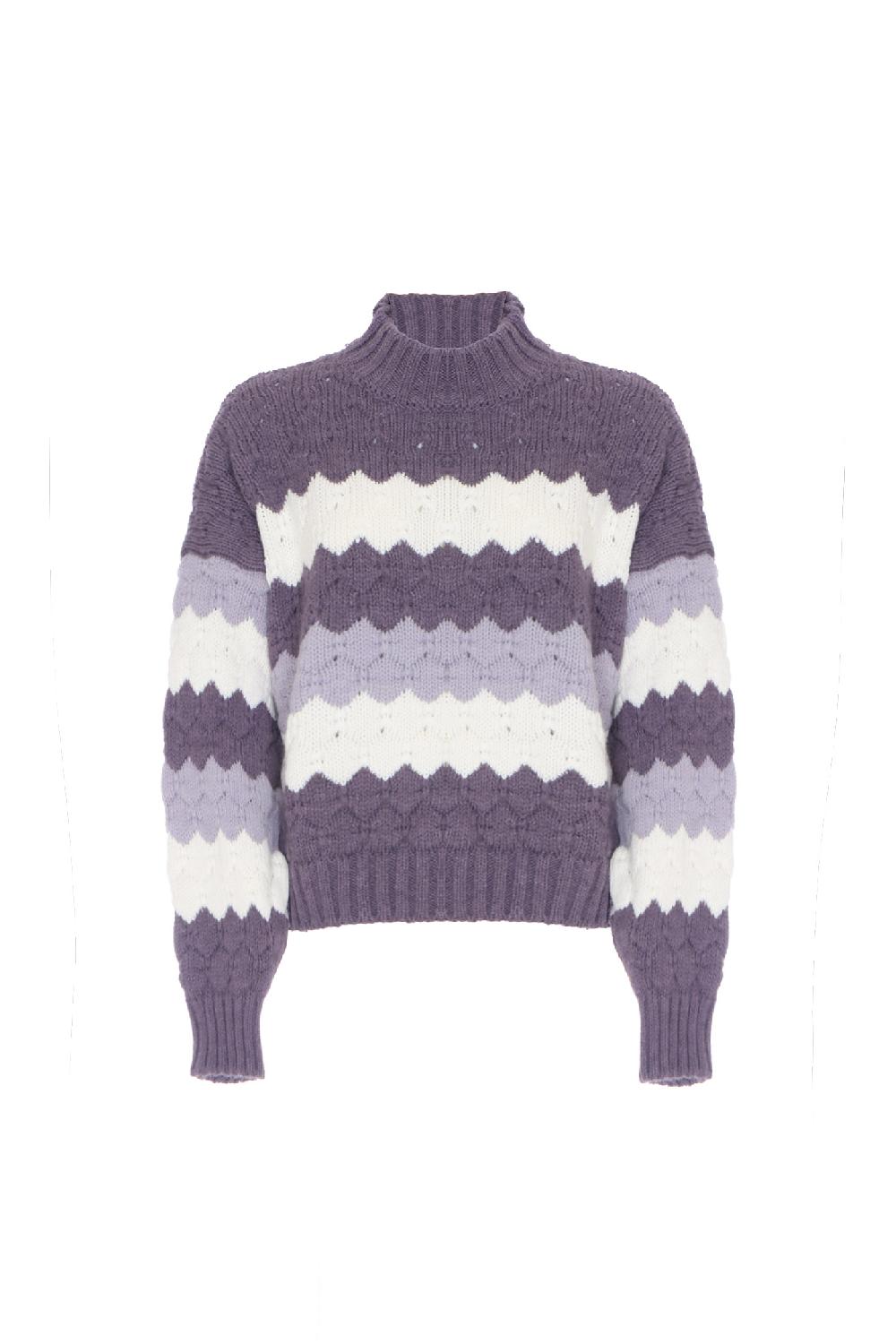 Soallure MAGLIA A TRE COLORI IN LANA Vendita Calda