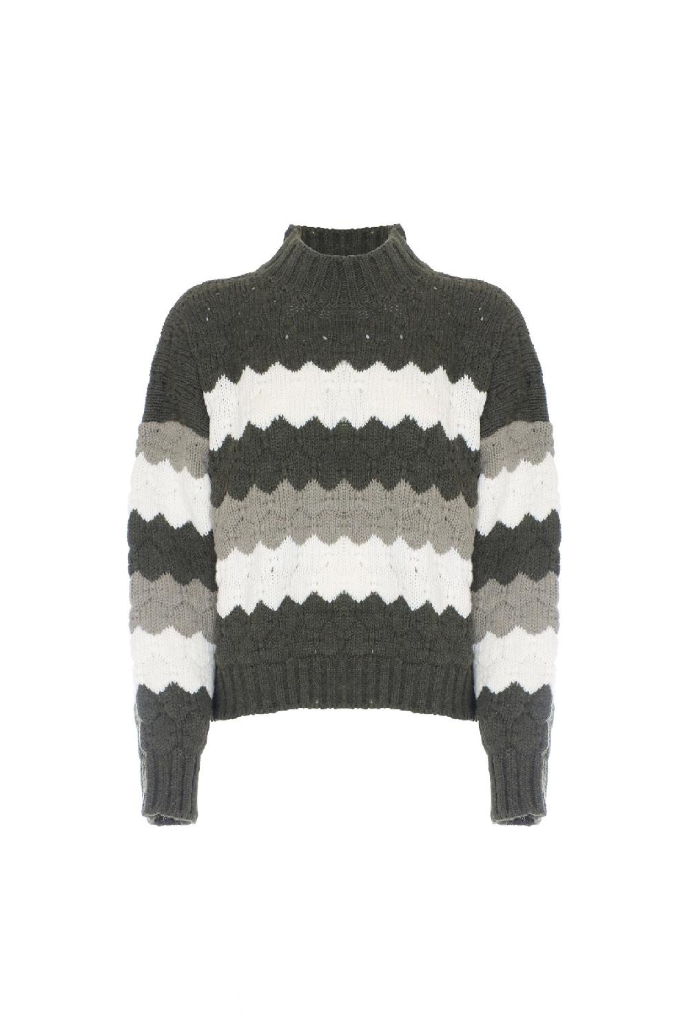 Soallure MAGLIA A TRE COLORI IN LANA Vendita Calda