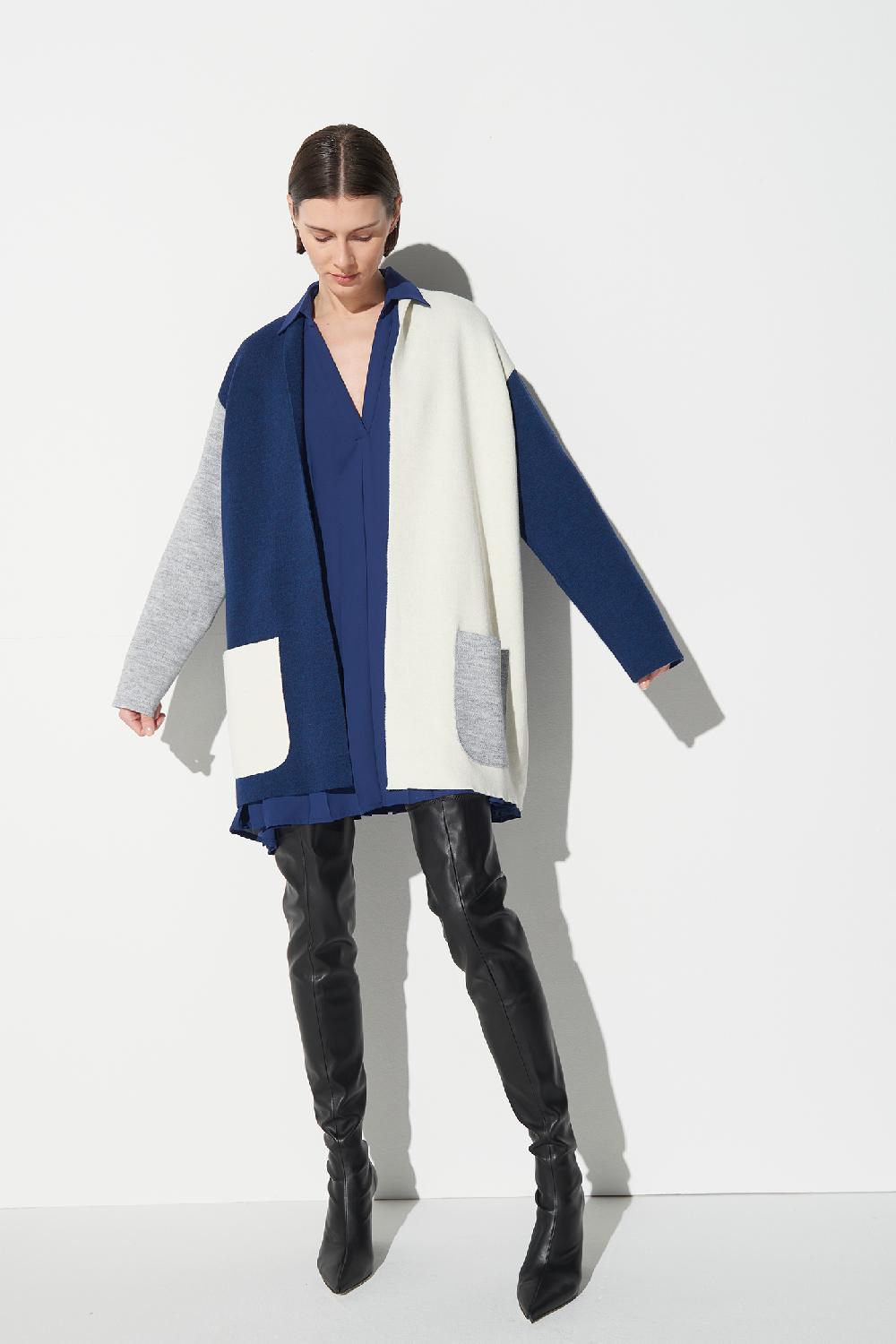 Soallure CARDIGAN BLOCK COLOR CORTO LANA Saldi Di Fabbrica