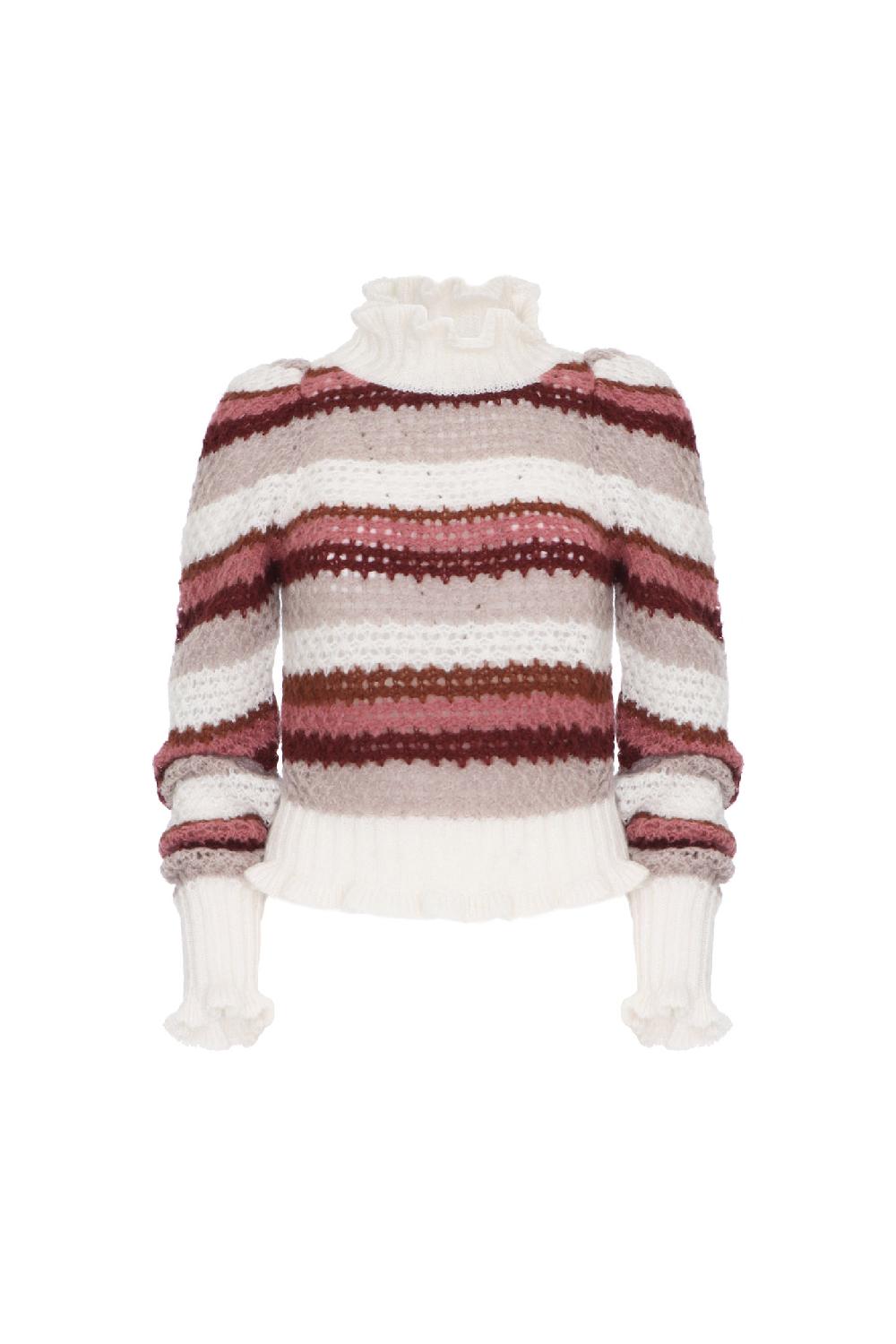 Soallure MAGLIA COLLO ALTO E RIGHE A CONTRASTO IN MOHAIR Promozione