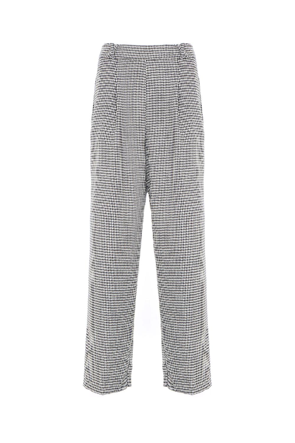 Soallure PANTALONE A PALAZZO IN TESSUTO PRINCIPE DI GALLES Offerta Giorno del Papà