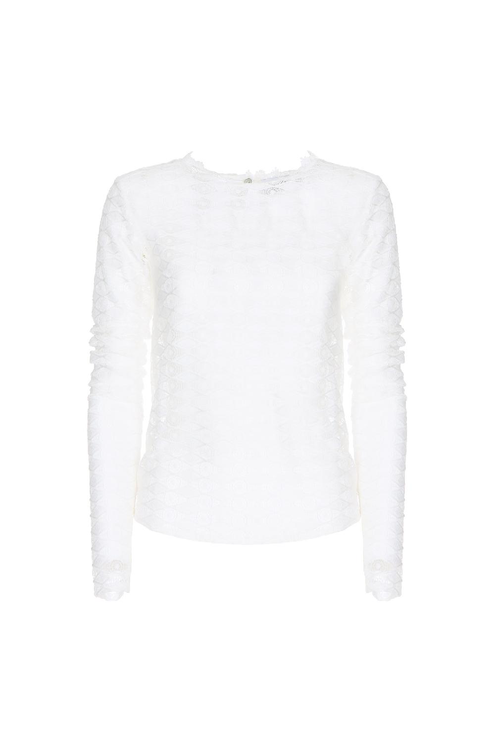 Soallure MAGLIA MANICHE LUNGHE PIZZO STRETCH Nuovo