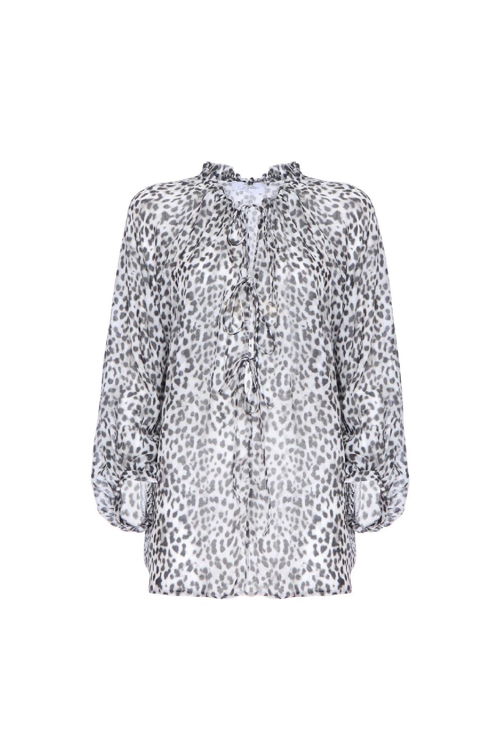 Soallure BLUSA CON SCOLLO PROFONDO A FANTASIA LEOPARDATA Pezzi Unici