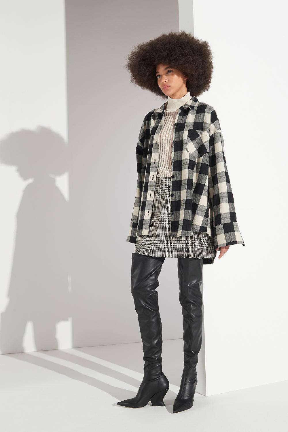Soallure CAMICIA OVER CHECK FLANELLA Negozi Online