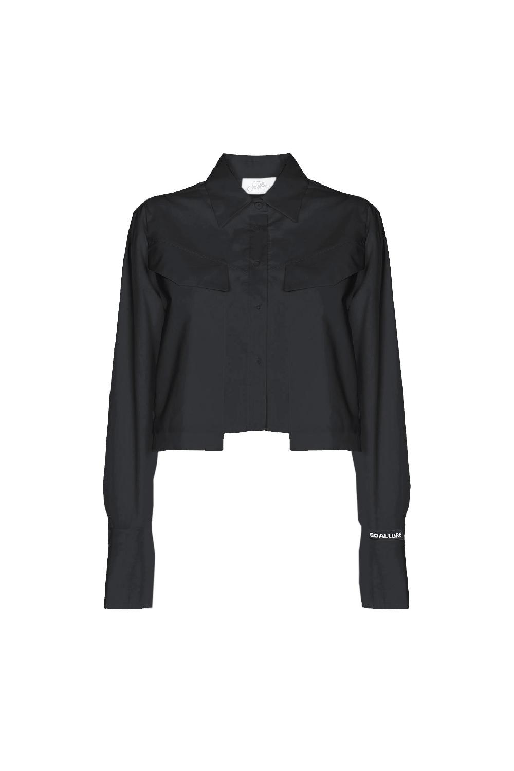 Soallure CAMICIA CROPPED IN COTONE CON TASCHE Outlet