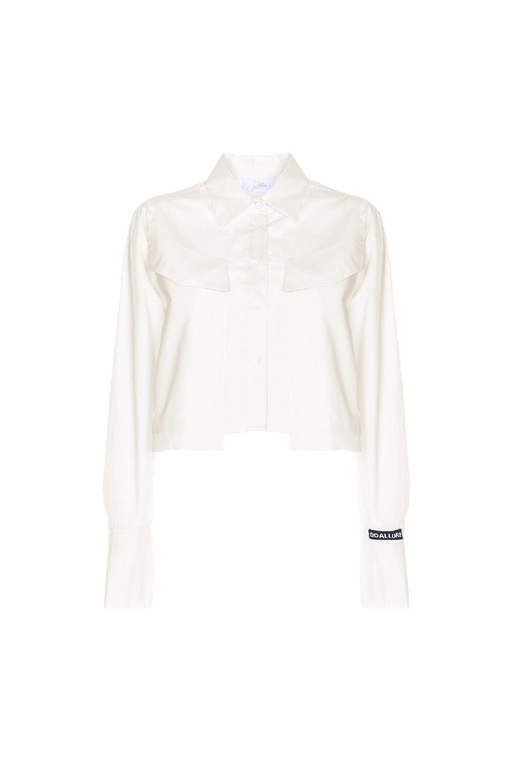 Soallure CAMICIA CROPPED IN COTONE CON TASCHE Outlet