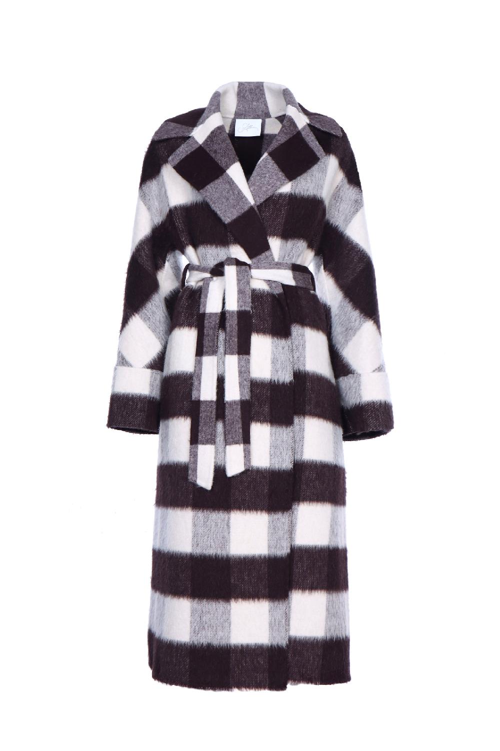Soallure CAPPOTTO LUNGO CON CINTURA CHECK Vendita Economica