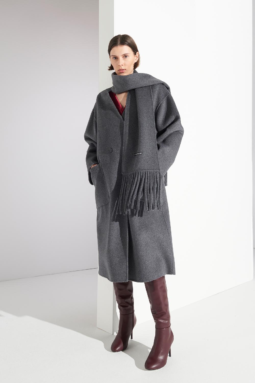 Soallure CAPPOTTO IN LANA CON SCIARPA Saldi Di Fabbrica
