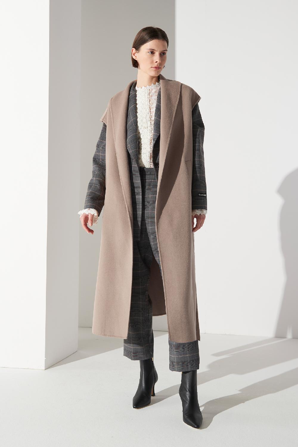 Soallure GILET IN LANA CON CINTURA Nuova