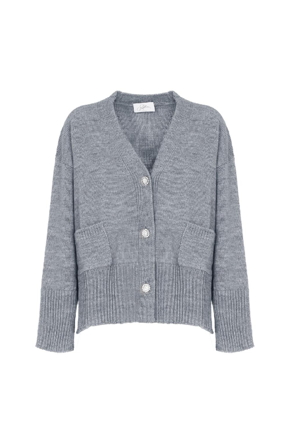 Soallure CARDIGAN OVER CON TASCHE IN LANA E ALPACA Qualità
