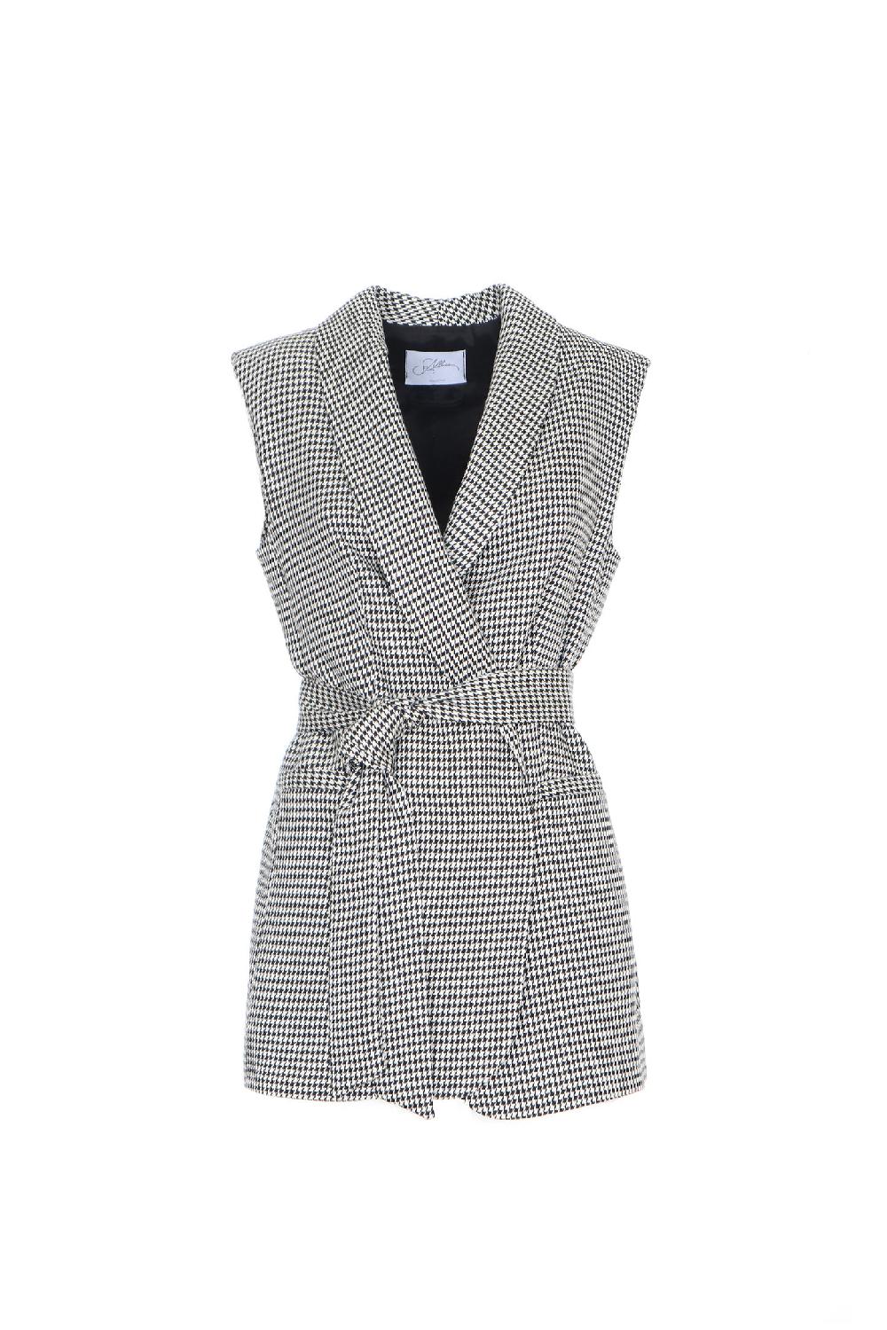 Soallure GILET PRINCIPE DI GALLES CON CINTURA Affare Del Giorno