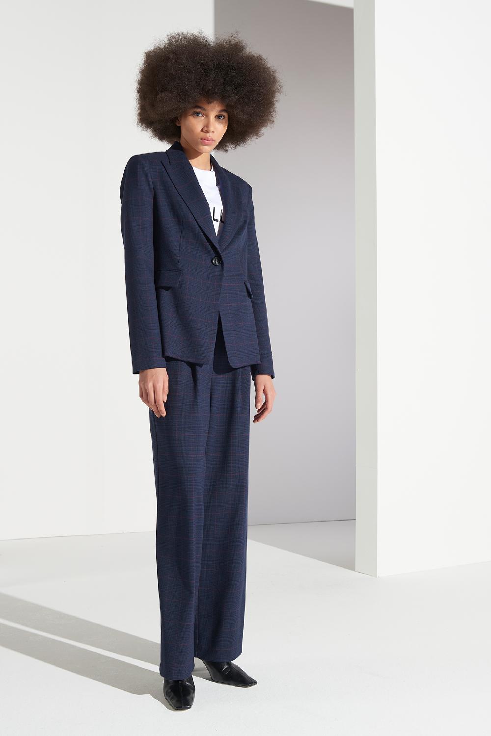 Soallure GIACCA SLIM MONOPETTO CHECK Sottocosto