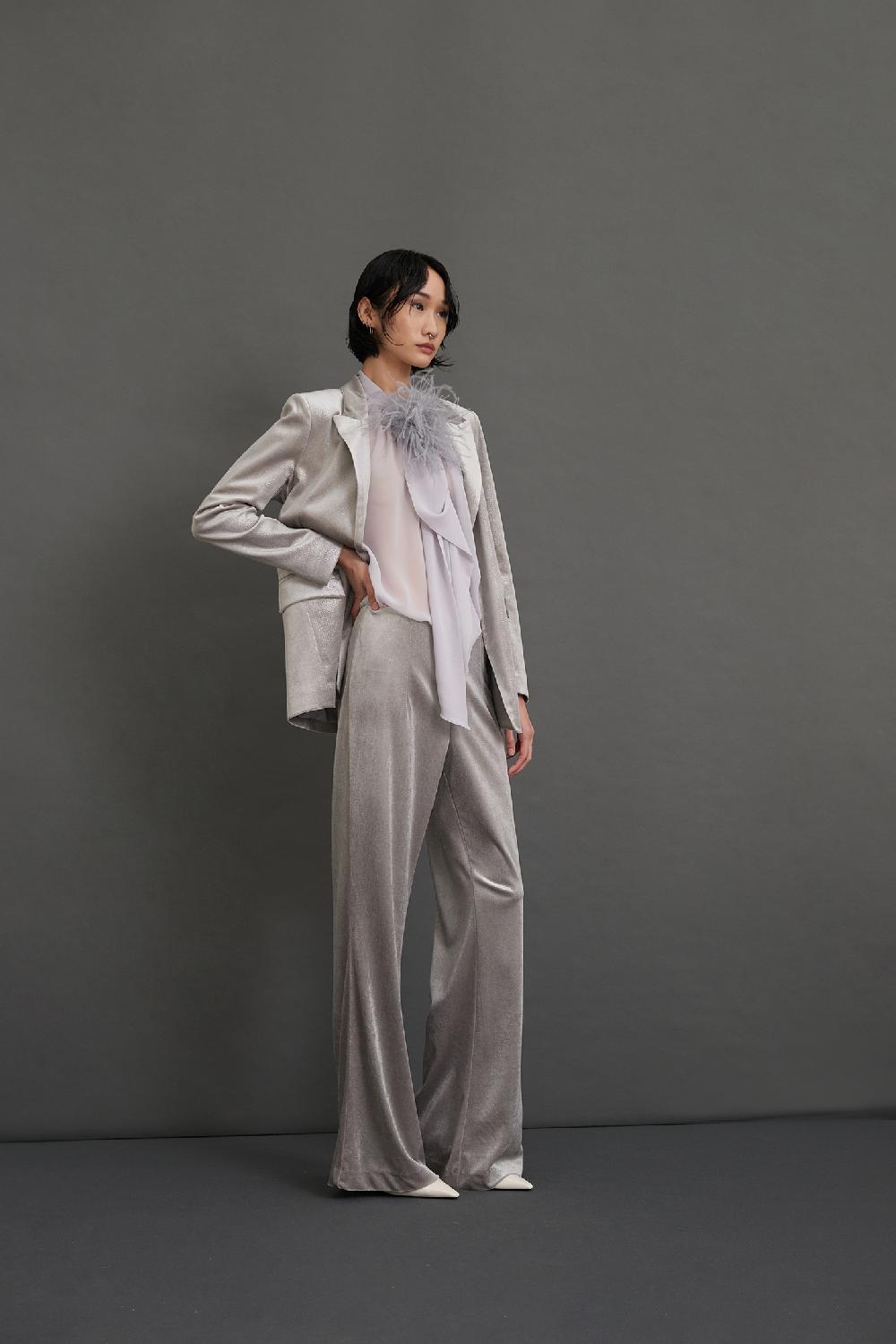 Soallure GIACCA A MONOPETTO SLIM IN VELLUTO SPARKLE Presa
