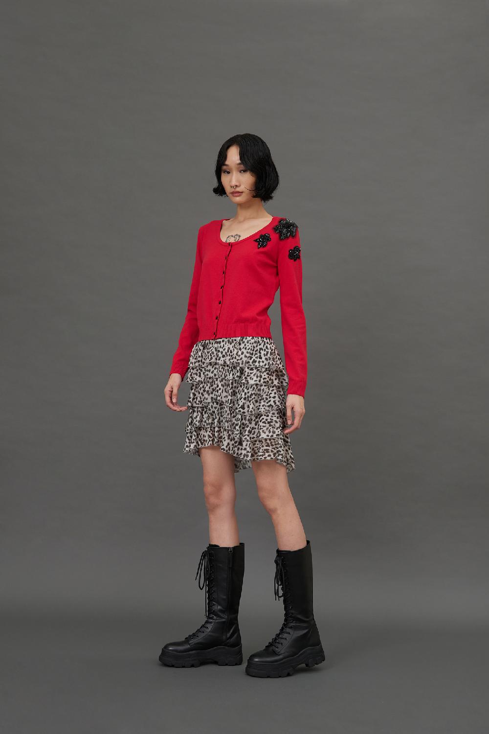 Soallure GONNA CORTA A BALZE CON FANTASIA LEOPARDATA I Più Venduti