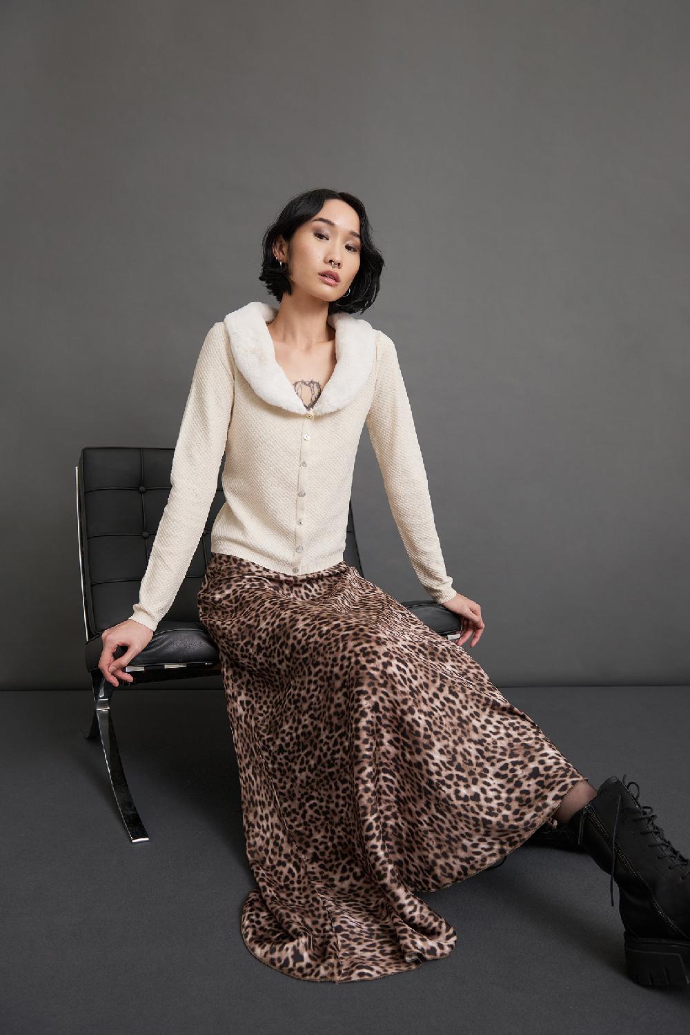 Soallure GONNA LUNGA FANTASIA LEOPARDATA IN RASO Vendite Flash