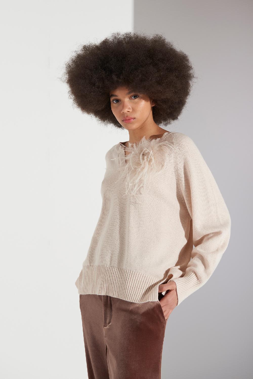 Soallure MAGLIA BOXY COLLO A V IN MISTO CASHMERE Promozione