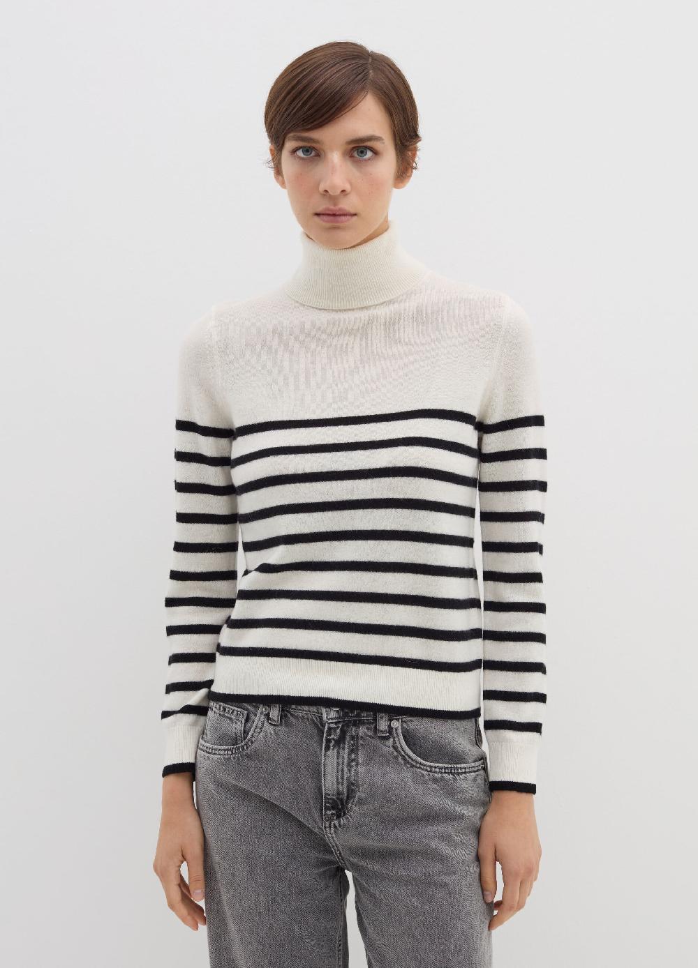 Stefanel Pullover a righe in lana cardata con collo alto Negozi Online
