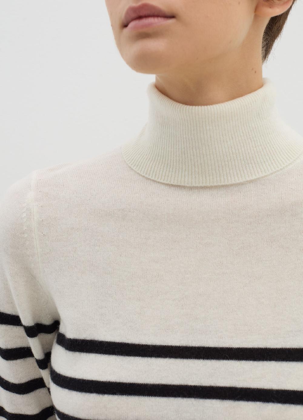 Stefanel Pullover a righe in lana cardata con collo alto Negozi Online