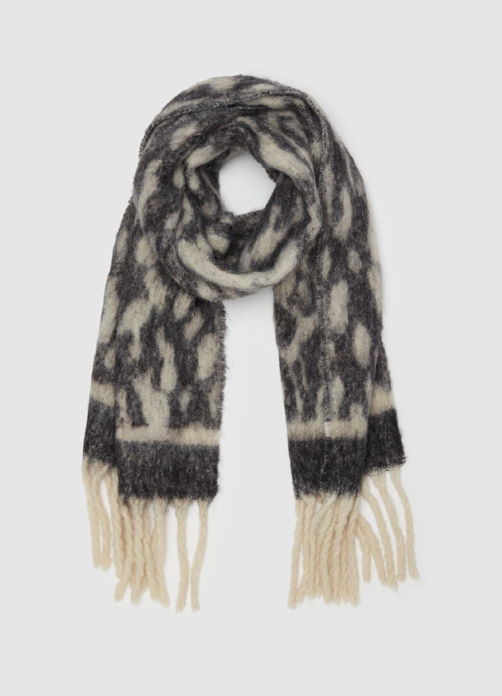 Stefanel Sciarpa jacquard animalier con frange Acquista Ora