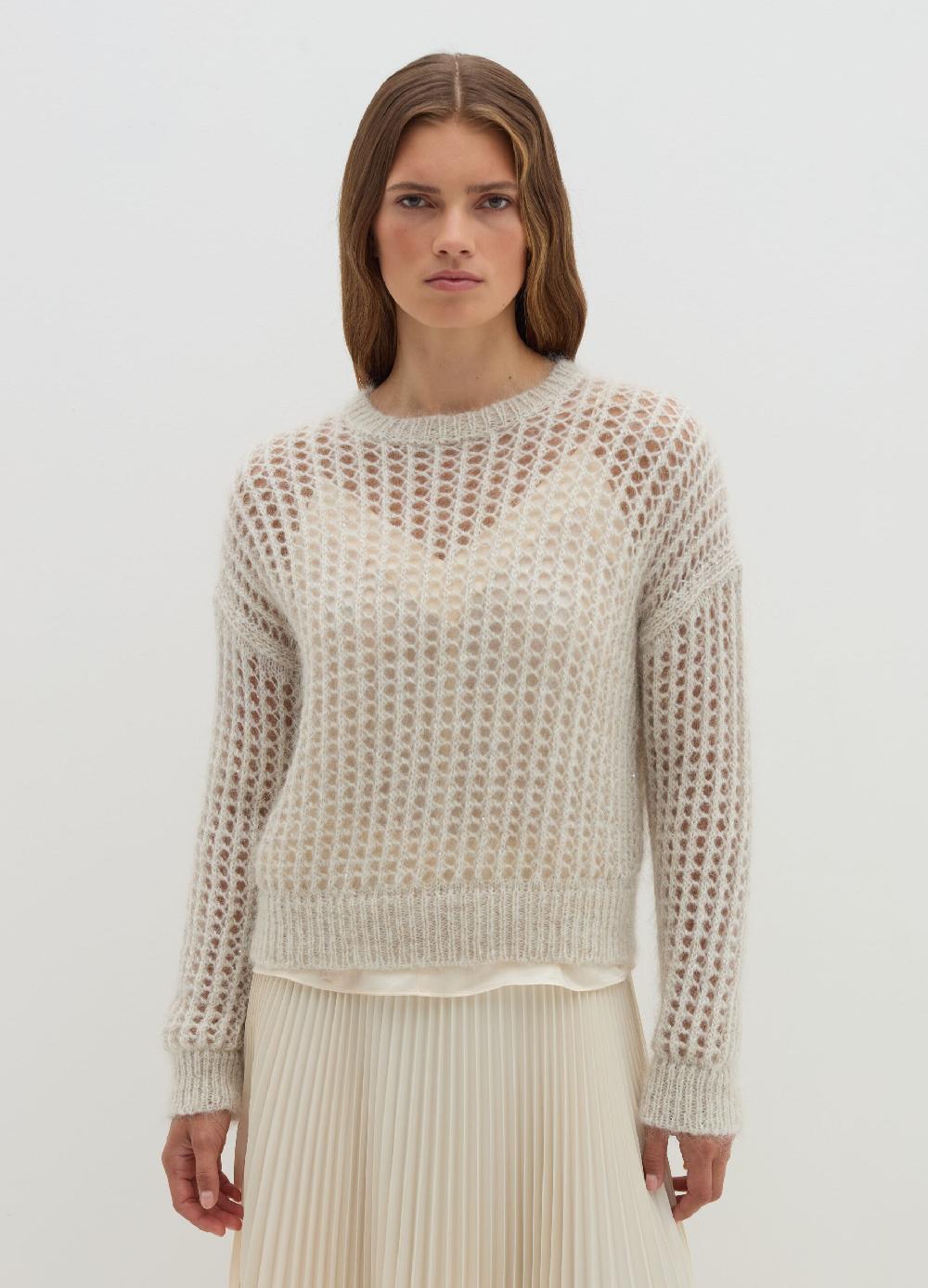 Stefanel Pullover traforato in mohair con micro paillettes Prezzo Ridotto