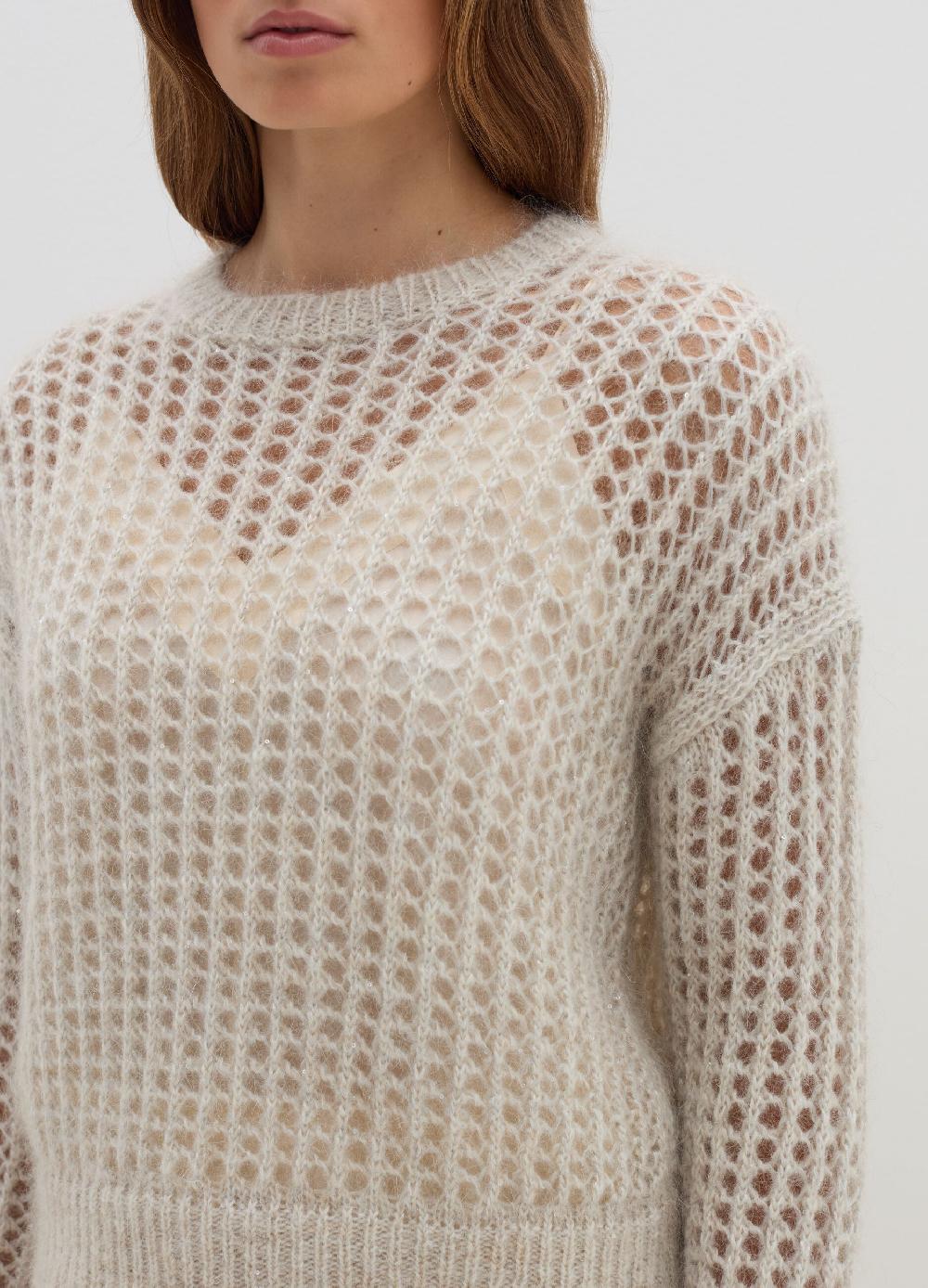 Stefanel Pullover traforato in mohair con micro paillettes Prezzo Ridotto
