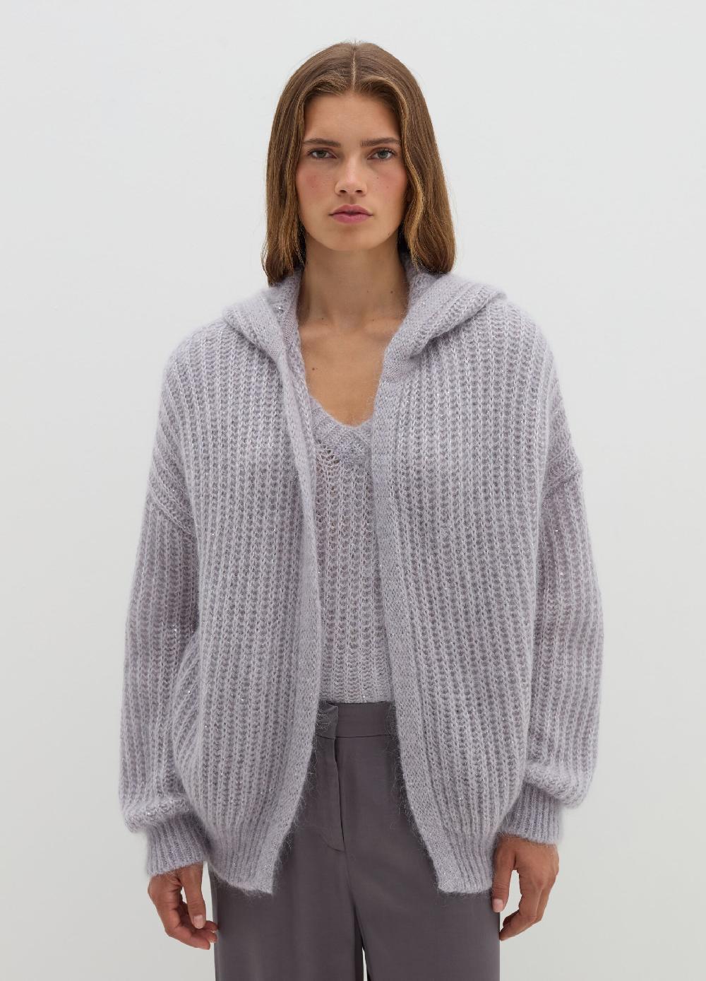 Stefanel Coatigan oversize con cappuccio e micro paillettes Convenienza