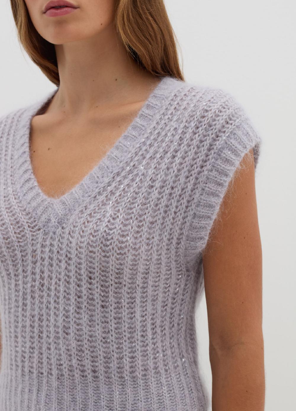 Stefanel Pullover smanicato con micro paillettes Novità