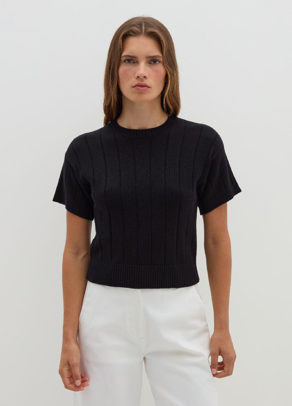 Stefanel Maglia a maniche corte in lana cotone e cashmere Hotsell