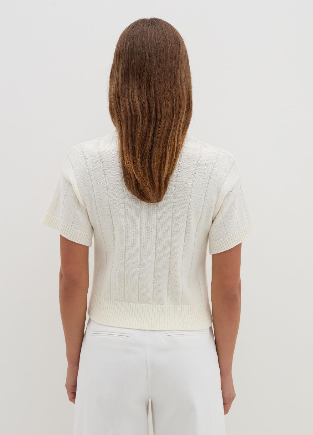 Stefanel Maglia a maniche corte in lana cotone e cashmere Vendita Calda