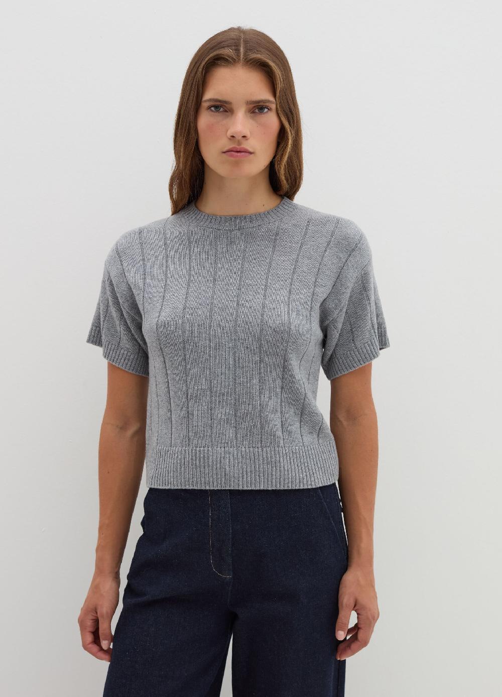 Stefanel Maglia a maniche corte in lana cotone e cashmere Vendita Economica
