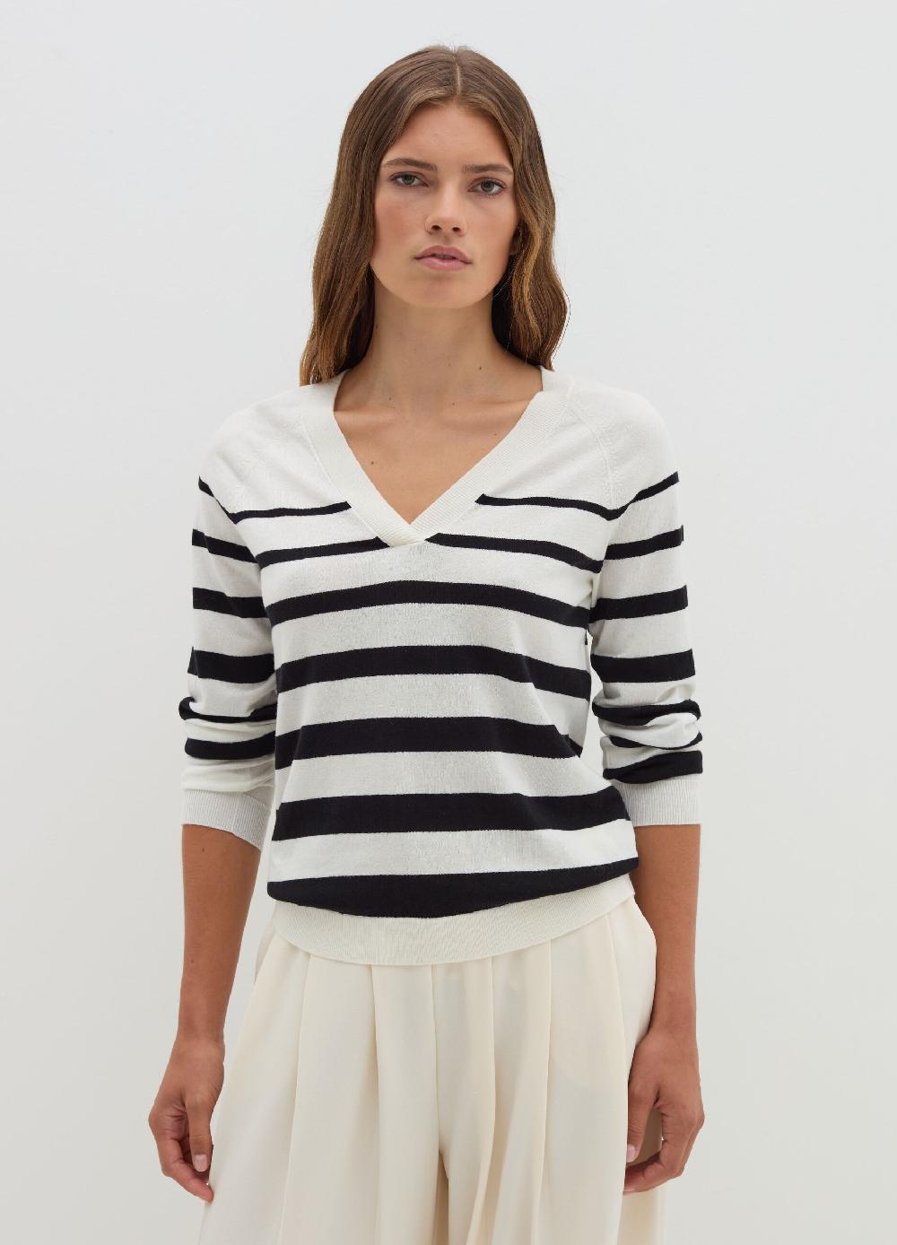 Stefanel Pullover a righe con scollo a V Italy