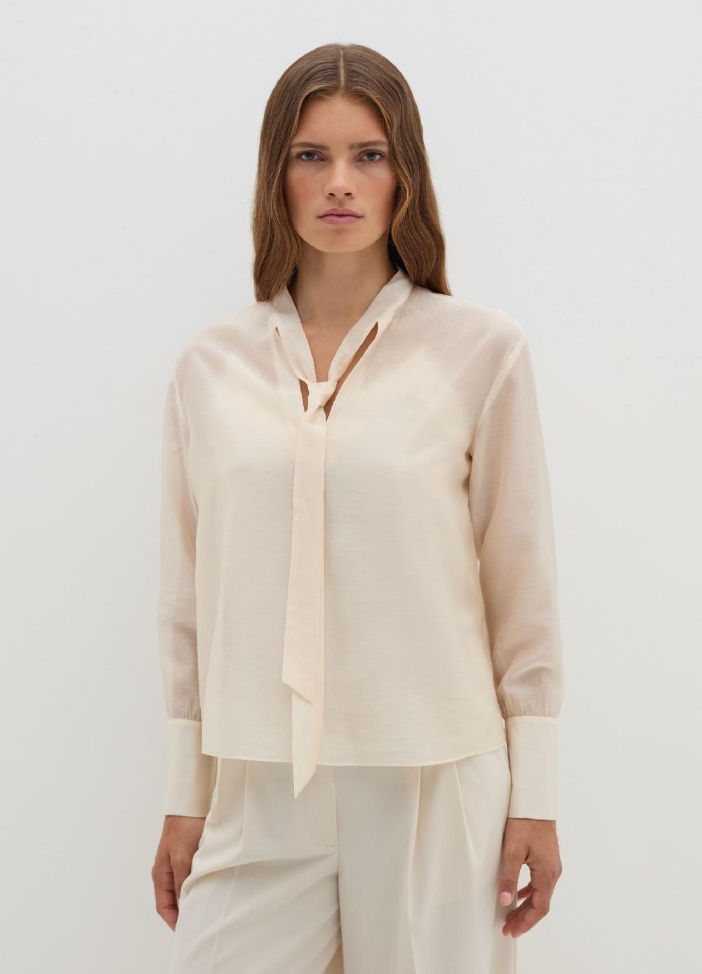 Stefanel Blusa in Tencel muslin con fiocco Spedizione Gratuita