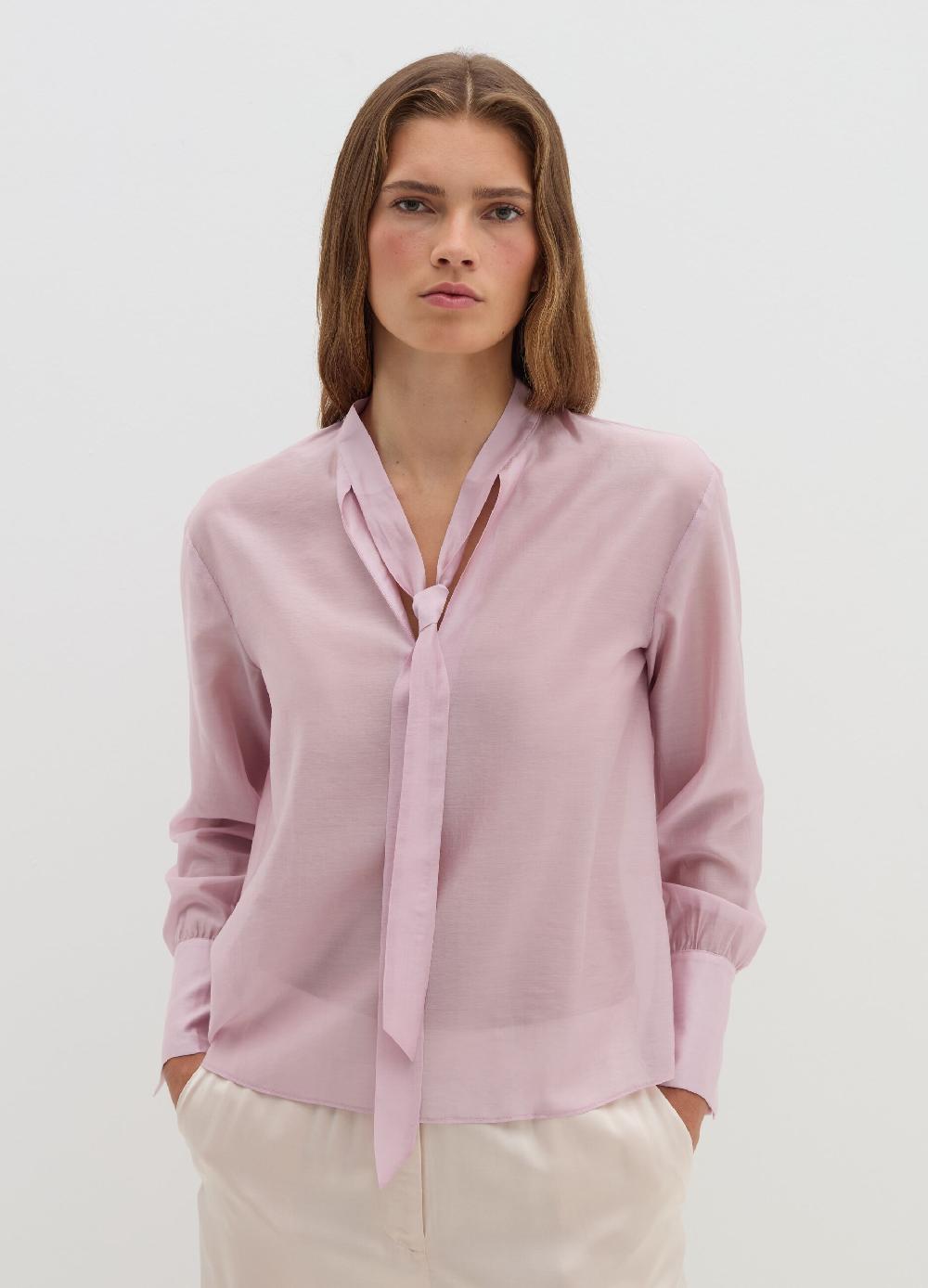 Stefanel Blusa in Tencel muslin con fiocco Vendita
