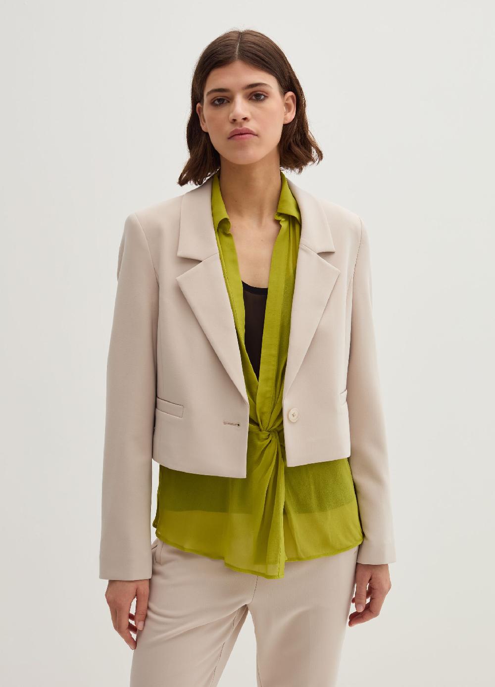 Stefanel Blazer crop monopetto in crêpe doppia Spedizione Gratuita