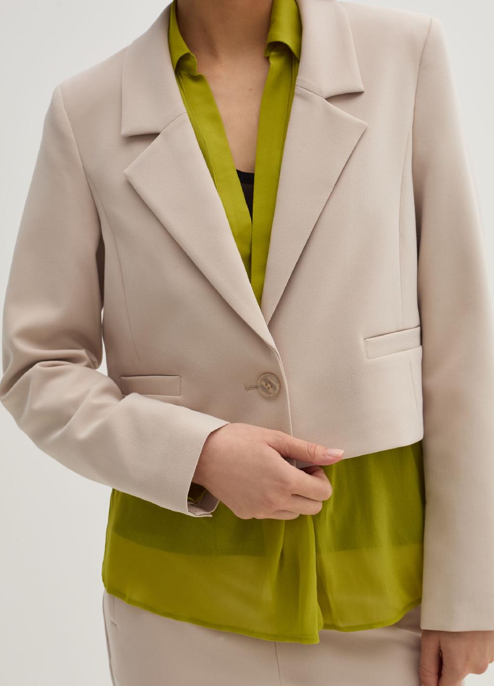 Stefanel Blazer crop monopetto in crêpe doppia Spedizione Gratuita