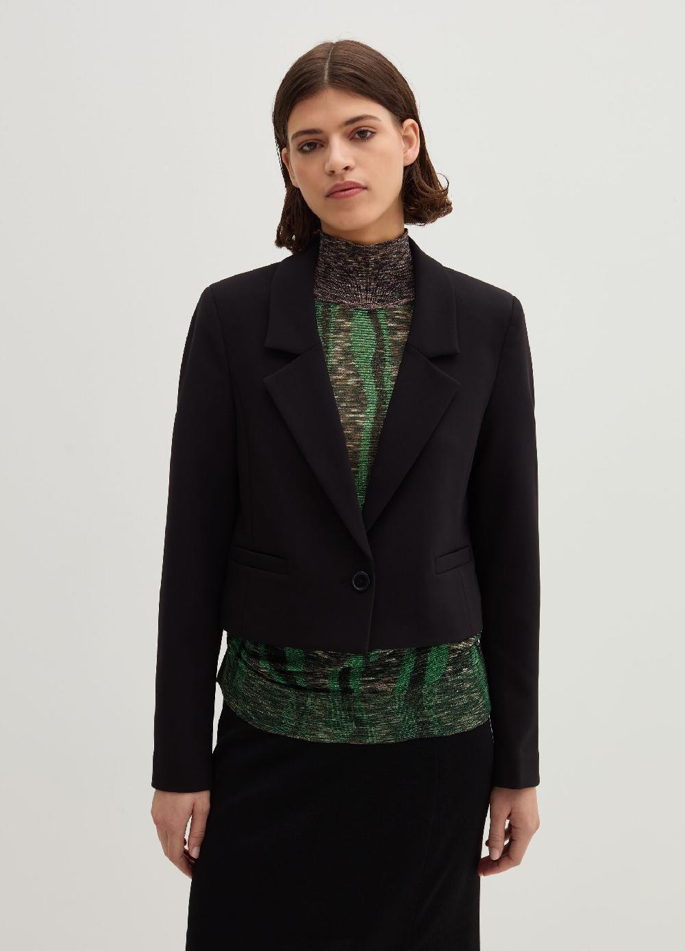 Stefanel Blazer cropped monopetto in crêpe doppia Soddisfazione Garantita