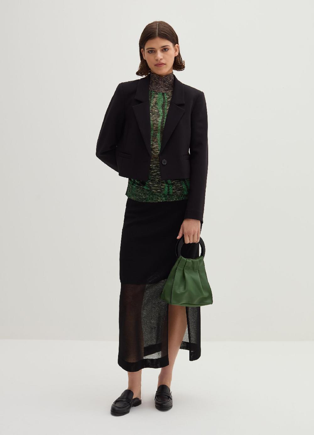 Stefanel Blazer cropped monopetto in crêpe doppia Soddisfazione Garantita