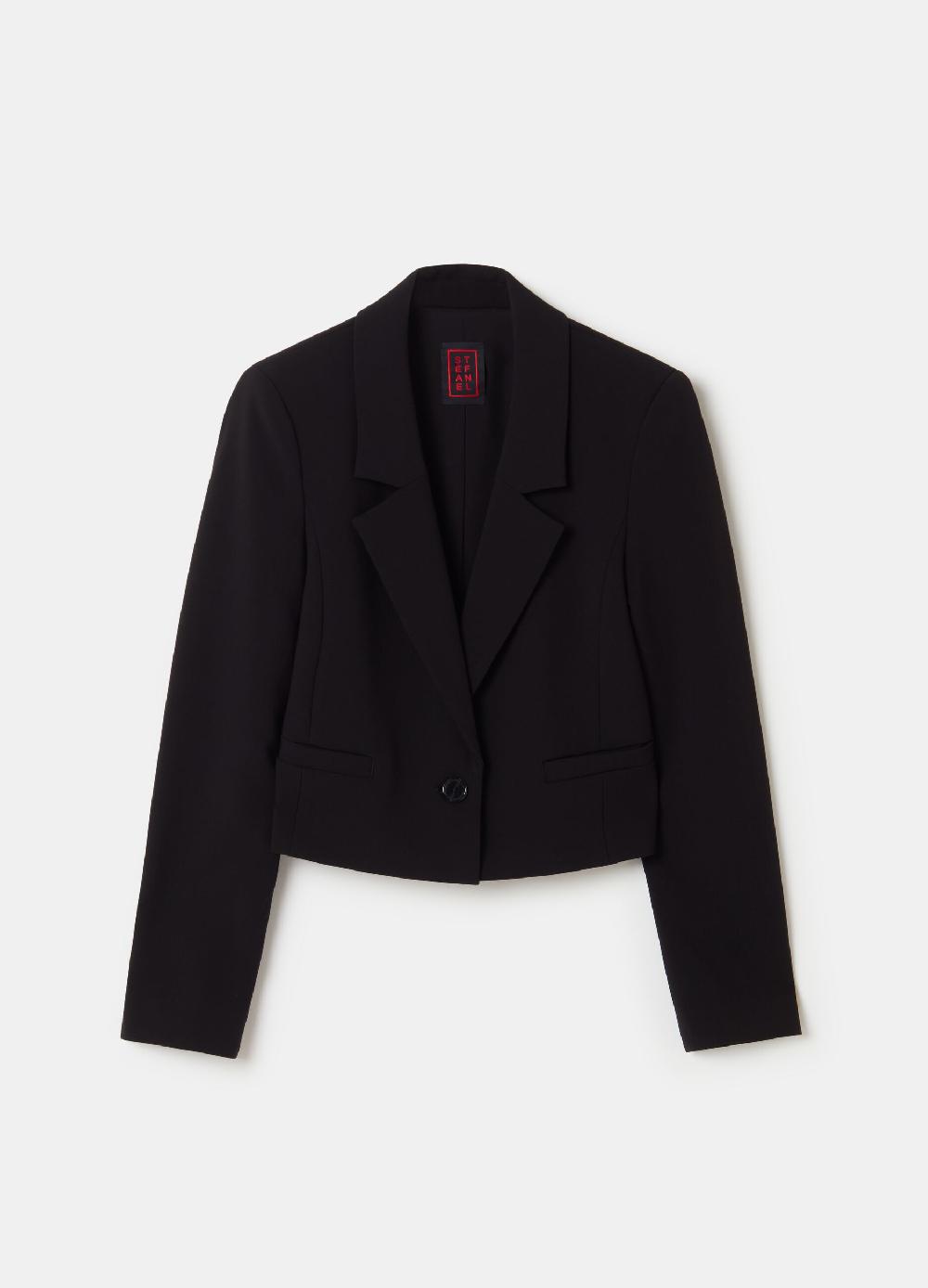 Stefanel Blazer cropped monopetto in crêpe doppia Soddisfazione Garantita