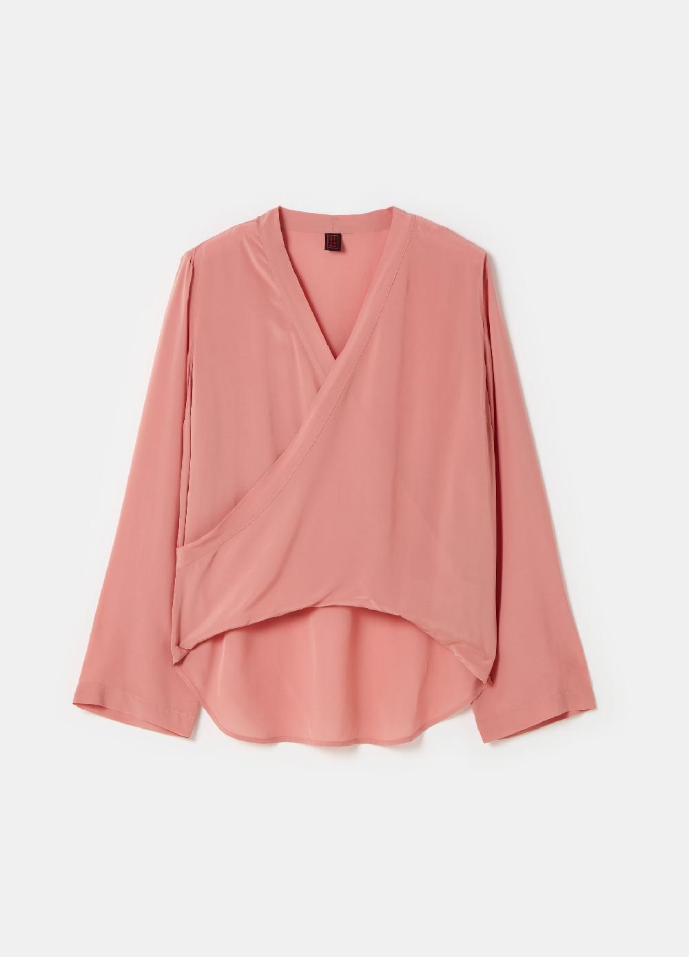 Stefanel Blusa in crêpe de chine scollo con incrocio Affare Del Giorno