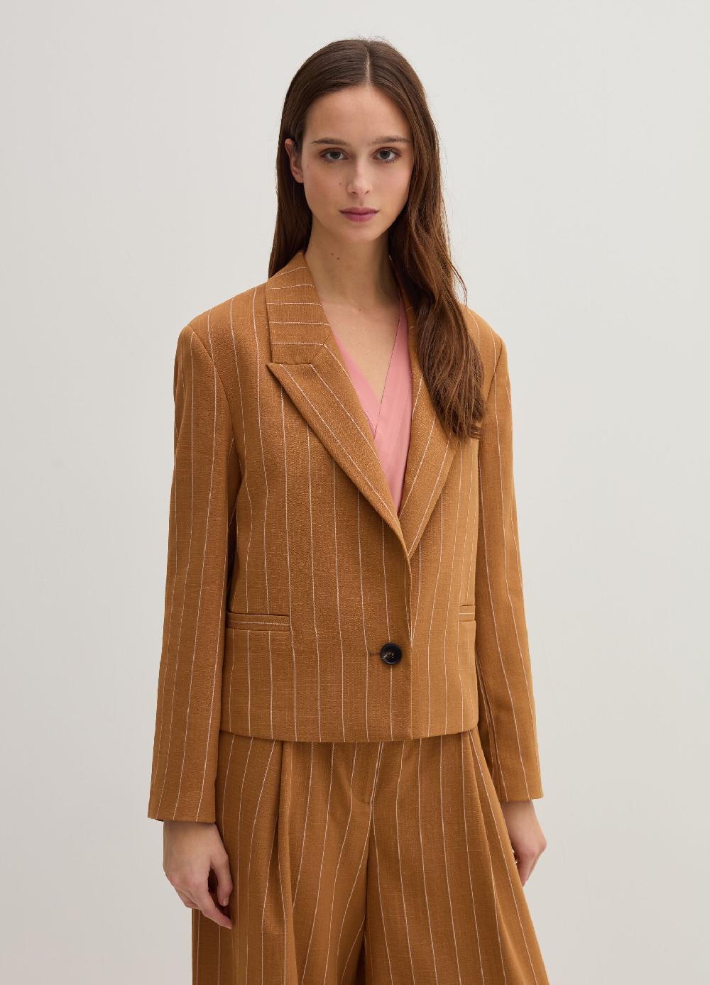 Stefanel Blazer cropped gessato monopetto Prezzo Ridotto